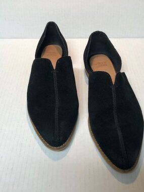 Frye and Co. black suede Fenn d'Orsay flats pointed toe slip-on size 7.5